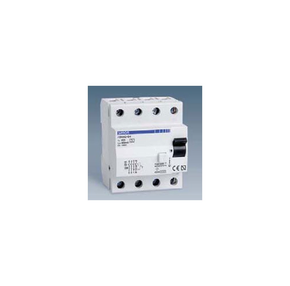 78425-63 - Interruptor diferencial clase AC, sensibilidad 300 mA,  tecla negra, 230V. 25A, 4 polos, 4 modulos.